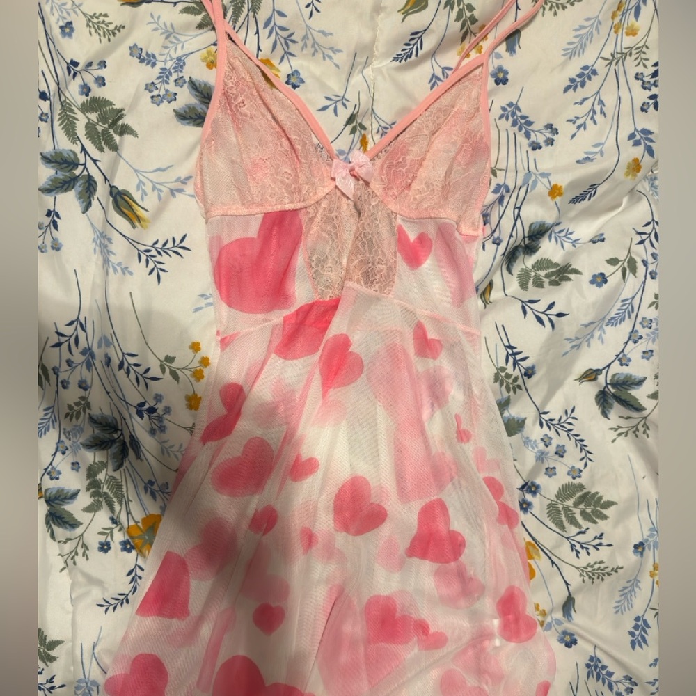 Pink and white babydoll lingerie dress